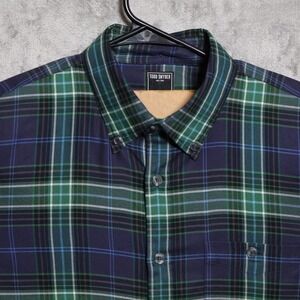 Todd Snyder Shirt Mens Large Blue Green Plaid Long Sleeve Button Up Pocket Twill